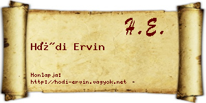 Hódi Ervin névjegykártya